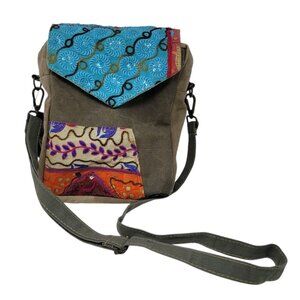 NEW Vintage Addiction Patchwork Crossbody Bag Recycled Military Tent Canvas